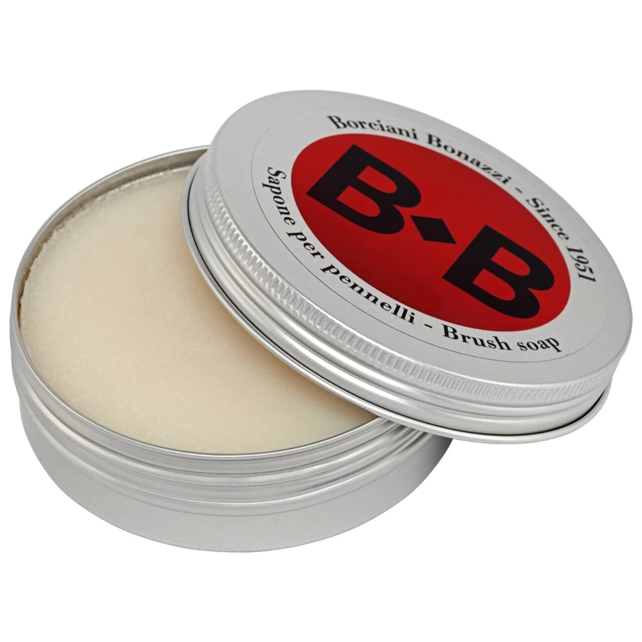 Borciani e Bonazzi Vegetable Brush Soap, 100g - All-Natural Paintbrush Cleaner - Gentle, Deep Cleansing, Restores & Conditions Delicate Brushes, w/ Aluminum Tin
